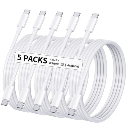 5-Pack 60W USB-C to USB-C Fast Charging Cables with 3.3ft Lengths - Compatible with for iphone 17,16e, 16, 15 Pro, Plus, Pro Max