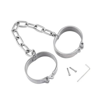Stainless Steel Handcuff Slave Restraints Set Bondage Collar Ankle Cuffs BDSM Bondage Restraint Sex Toys for Women Man Couples