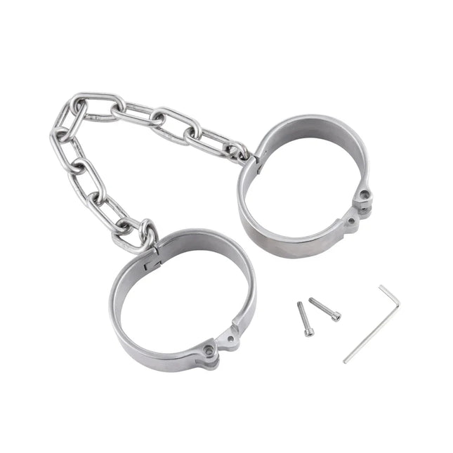 Stainless Steel Handcuff Slave Restraints Set Bondage Collar Ankle Cuffs BDSM Bondage Restraint Sex Toys for Women Man Couples