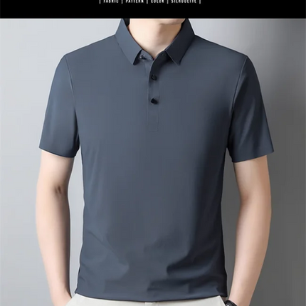 Summer New Men's Short Sleeve Ice Silk POLO Shirt Fashion Simple Men's Business Casual Pullover Large Size 5XL