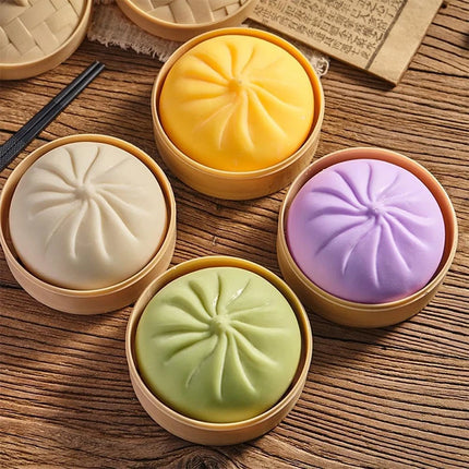 1Pc/Set Simulation Dumpling Steamed Bun Squeeze Toy Soft Stress Relief Fidget Toy Anxiety Relief Decompression Dough Toy