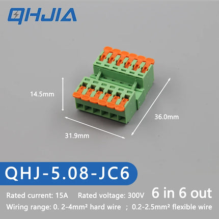 5.08 Threaded Terminal - Welding Free Docking  Handle Spring Plug Quick Connect Suitable for LED Terminal Blocks