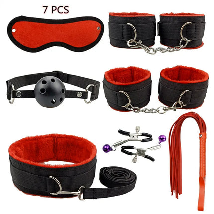 Sex Toys for Woman BDSM Sex Bondage Set Erotic Adults Toys Handcuffs Ankle Cuffs Collar Sex Toy Kit Adults Games Sex Products