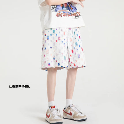 2025 Summer New Plaid Checked Oversize Shorts Men Black/White Soft Comfortable Drawstring Shorts Plus Size 5XL-M Jogger Clothing