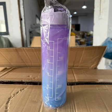 900ML Water Bottle With Time Marker Plastic Motivational Water Bottle with straw Drinking Bottle for Gym Sports Outdoor Travel
