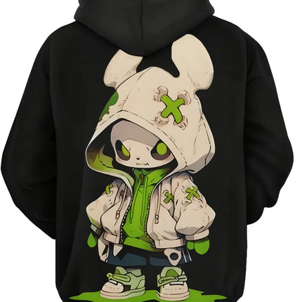 2025 autumn/winter men's fashion cartoon character print soft, comfortable, breathable hooded sportswear outdoor urban casual we