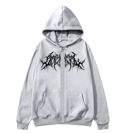 Y2K Zip-Up hoodie, men, clothes with graphic prints, hip hop style, gothic 2025 Autumn Winter keep warm long sleeves Sweatshirt