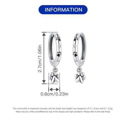 Hot Sale Original 925 Sterling Silver Zircon Pink Paw Print Earrings Heart Flower Leaf Design Women Party Jewelry Gift Ear Loops