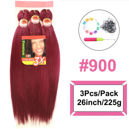 Braiding Hair Pre Stretched 3X Braid 26 Inch Ombre Braiding Hair Blonde Synthetic Fake Hair Extensions for Crochet Twist Women