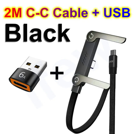 Foldable Charge Cable Usb C Charging Mobile Cable C Flat Charger for iPhone Kickcable Phone Kick Stand Ultra Fast Type C Wire 2M