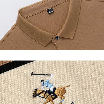 Luxury Embroidery Men's Polo Shirt Summer Thin Breathable 95%Cotton Hip-Hop Harajuku Black Lapel Short-Sleeved Tops Male M-4XL