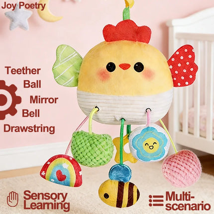 Nibbled Drawstring Mirror Cheer Baby Bed Hanging Toy Cartoon Animal Bedbell Pendant Soft Stroller Car Seat Crib Sensory Learning