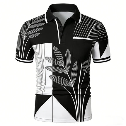 Men's Short Sleeve Shirt Breathable Digital Printing Pattern Polyester 100% Summer Casual Color Men's Clothing Comfortable