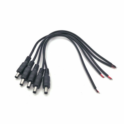 5Pcs Black 5.5 x 2.1mm DC Plug Jack Connector Cable Pigtail 12V Male Female 5.5*2.1 DC Adapter for 5050 3528 LED Strip Light