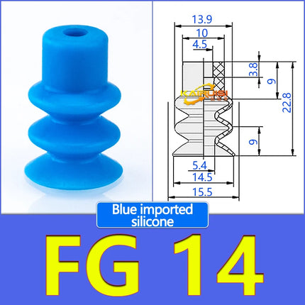 5Pcs FG Series Corrugated vacuum suction cup Imported silicone and nitrile rubber materials FG-3/7/9/12/14
