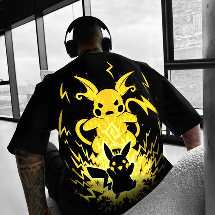 Pokémon Anime 2025 Summer Men's Harajuku T-Shirt Streetwear Cool Printed Loose Fit Casual Outdoor Short Sleeve Parent Child Top
