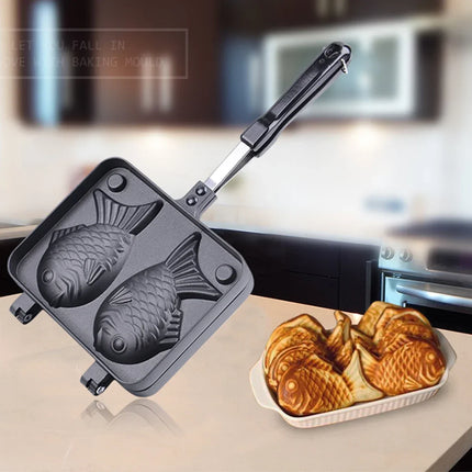 Fish Shaped Waffle Pan Maker Non-stick Buscuit Cake Bake Bakeware Home Kitchen DIY Dessert Cooking Pan Plate Taiyaki