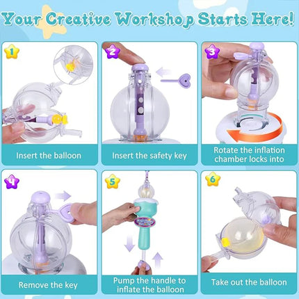Kids' Diy Craft Kits Games DIY Sticky Balloon Maker kit Bubble Inflatable Toy Set  Inflator Machine Anti-Stress Toys Boys Girls