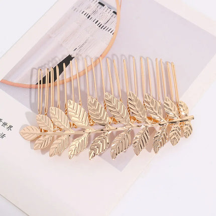Wedding Hair Accessories Leaf Hair Clips for Women Fashion Crystal Bride Headdress Hairpin Crystal Hair Combs Girls Jewelry Gift