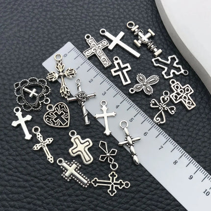 20/100 Styles Antique Silver Crosses - Perfect for Handmade Jewelry like Necklaces, Bracelets & Earrings"