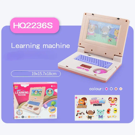 Toddler Puzzle Learning Machine Cartoon Fake Laptop with Light Music Mouse Simulation Computer Enlightening Toys Birthday Gifts