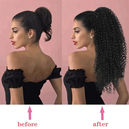 15A Kinky Curly Human Hair Ponytail Extensions 3b 3c Curly Hair Drawstring Ponytail Hair Pieces for Women Raw Pony Tail Natural
