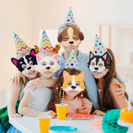 12Pcs Mask Cat Felt  Set Cartoon Puppy Toy Mask Dress up Party Favors for Theme Party Birthday Cosplay Animal Theme Masquerade
