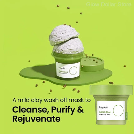 Korean Skincare Products BEPLAIN Mung Bean Pore Serum,Deep Cleansing Foam,facial Pore Remover Clay Mask and Makeup Remover Oil