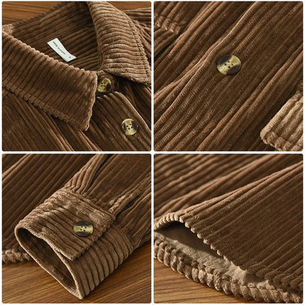 New Fashionable Corduroy Long Sleeve Men's Shirt Casual Loose-Fit Top Jacket High Quality Amazon Autumn/Winter Collection