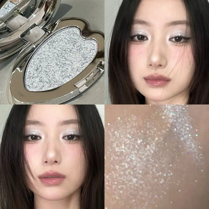 Pearlescent Blue Metallic Eyeshadow Palette Punk Smoky Purple Mashed Potato Waterproof Shimmer Glitter Heart-shaped Eye Shadow