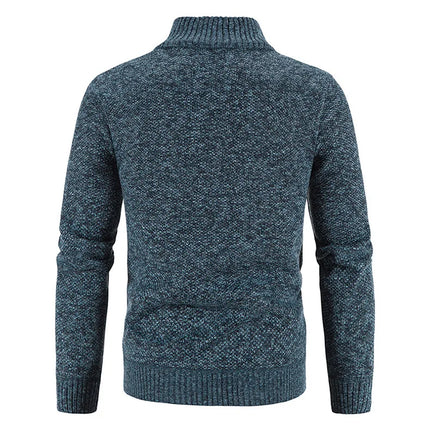 Men's Thickened Woolen Cardigan Coat Zipper Collar Knitted Sweater Autumn Winter New Style Fashion Urban Youth Casual Knitwear