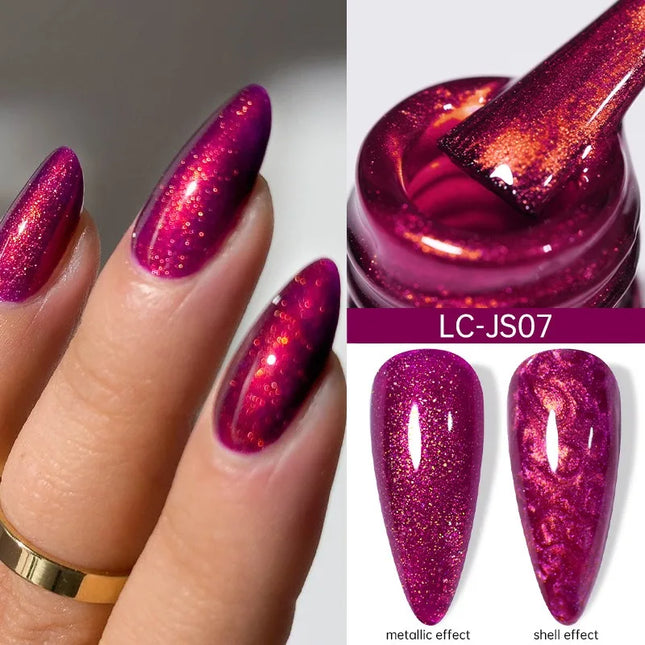 7ml Metallic Gel Nail Polish Red Chrome Effect Soak Off  Varnish Semi Permanent Nails Art Manicure Base Top Coat and Magnetic