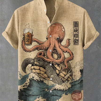 Summer Fashion New Men's Linen Hawaiian Shirt 3D Printed Shirt Short Sleeve Casual Beach Shirt Vintage Shirt