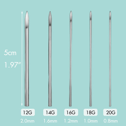Disposable Sterile Body Piercing Needles Stainless Steel 0.8/1.0/1.2/1.6/2.0mm for Ear Nose Belly Tongue Eyebrow Piercer Tools