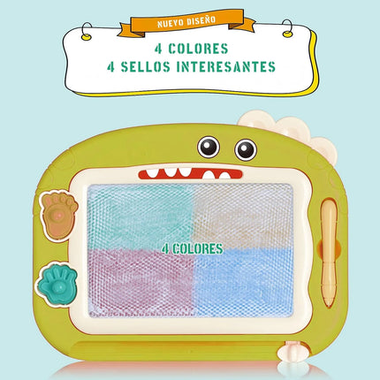 Little Genius Painter Magnetic Drawing Board Green, BPA-free Toddler Doodle Toy, Dinosaur Educational Kids Art Pad