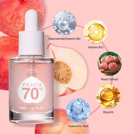 Peach 70% Niacinamide Serum Moisturizing Prevent Dryness Facial Essential Oil Increasing Elasticity Smooth Soften Skin Care 30ml