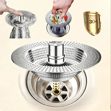 Anti Clogging Sink Food Catcher Basket Kitchen Sink Strainer Universal Kitchen Sink Stopper 304 Stainless Steel