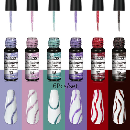 Nail Art Polish Set Gel Liner Nail Art Kit For Nail Design Polish Gel Art Paint For Nail 6 Colors Black White Gel Nail Polish So
