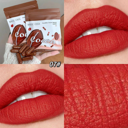 10pcs/set Mini Cocoa Lipsticks Long Lasting Velvet Matte Capsule Lipstick Natural Chocolate Solid Lip Gloss Makeup Cosmetic Gift
