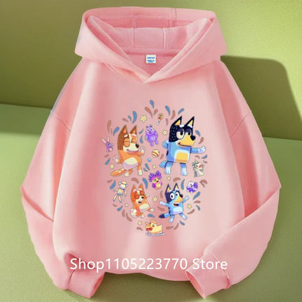 Bluey Kids Hoodie Autumn Winter Cartoon Printed Sweatshirt Cozy Pullover Casual Top for Boys Girls