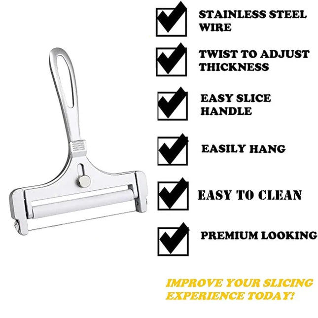 Aluminum Alloy Cheese Slicer with Wire Adjustable Thickness Cheese Butter Cutter  for Soft and Semi-Hard Cheeses Kitchen Gadgets