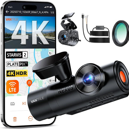 Vantrue N4 Pro S 3 Channel DashCam STARVIS 2 HDR IR Night Vision 4K+1080P+2.5K Waterproof Rear Camera Wi-Fi GPS 24h Parking Mode