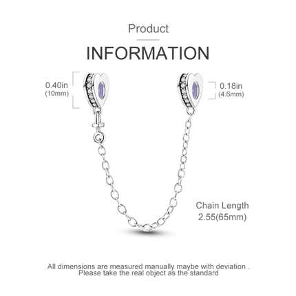 Sparkling Clear Silver Safety Chain 925 Sterling Silver Safety Chain Charm Beads Fit Original Bangle Bracelet DIY Jewelry