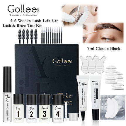 Gollee 4-6 Weeks Lash Lift and Tint Kit Brow Lamination Semi-permanent Eyebrow Tint Set Nature Black Eyelash Lifting Perm Makeup