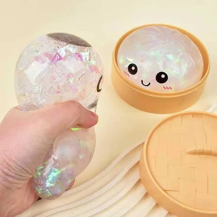 New Glitter Dumpling Glitter Dumpling Squishy with Box Dumplings Sensory Squeeze Toy for Stress Relief