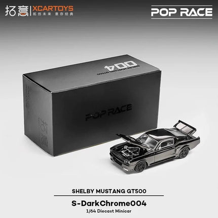 Xcartoys x POP RACE 1:64 SINGER 964 Targa / R32 / R33 / SHELBY MUSTANG GT500 Dark Chrome Diecast Model Car
