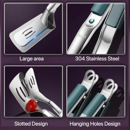 Stainless Steel Steak Clip Grill Clamp Cooking Tongs Barbecue Spatula Clip for Flipping Steak Fish Bread Household Kitchen Tool