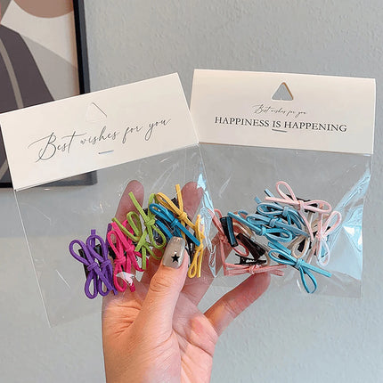 10PCS/Bag Candy Color Bow Baby Girl Hair Clips Korean Sweet Bowknot Mini Sided Clips for Kids Summer Barrettes Children Headwear