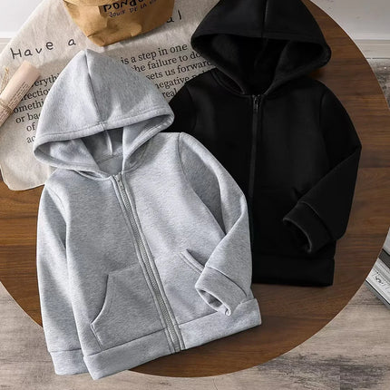 Casual Hoodie for Boys And Girls Zipper Long Sleeve Teen Hooded Sweatshirt Spring Autumn School Kids Sportswear Top