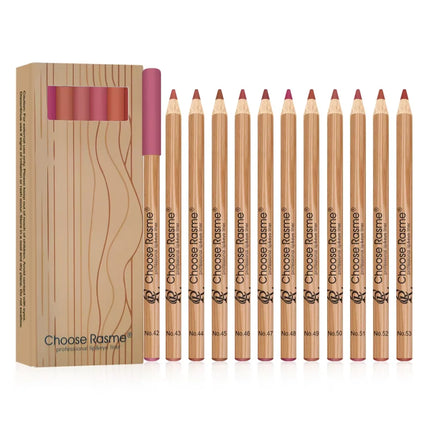 12 Color Nude Matte Lipstick Pencil Long-lasting Waterproof Lip Pencil High Pigmented Lip Liner Lip Makeup Tool